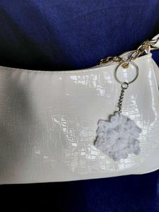 Crochet snowflake bag charm and keychain