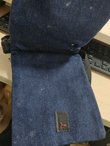 Denim Pouch with Colorful Zippers