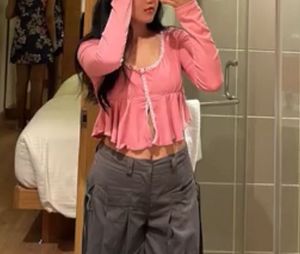 Cute Pink Peplum Top
