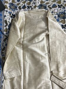Off-white Golden Kurta Set With Churidhar
