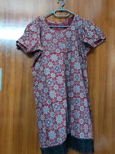 Beautiful Red Flora Short Kurti