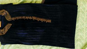 Elegant Manyavar brand navy blue Striped Kurta