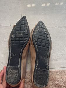 Elegant Nude Pointed Flats with Embellished Buckle