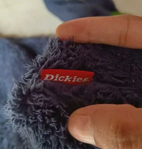 Brand is DIKIES Cozy Navy Blue Fleece Jacket OG