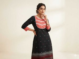 Stylish Black Kurti with Red Accents