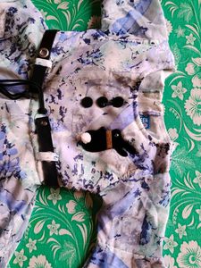 Abstract Print Button-Up Blouse