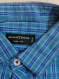 Men's Blue Plaid Slim Fit Shirt