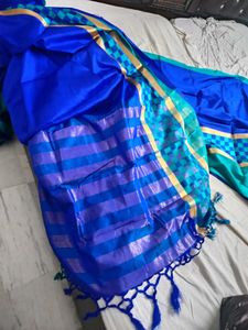 Vibrant Blue Silk Saree