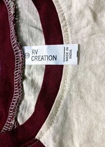 Cream &amp; Burgundy Star crop T-Shirt