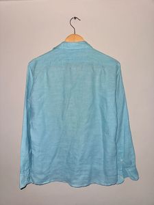 Uniqlo 100% Linen Ocean Blue Shirt