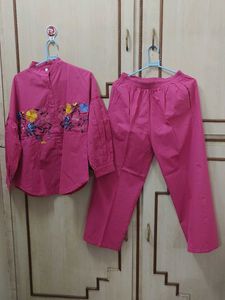 Pink Embroidered Shirt &amp; Pant Set