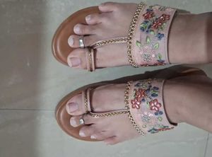 Embroidered Wedge Sandals