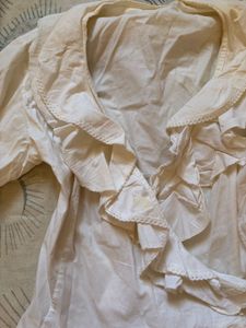 White Cotton shirt with Ruffle Hem