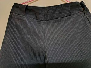 Black Thin Stripes Straight Pants