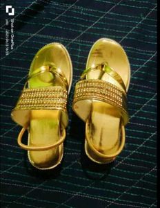 Golden Embellished Flat Sandals