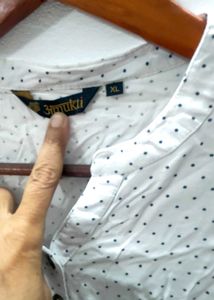 White Polka Dot V-Neck Top