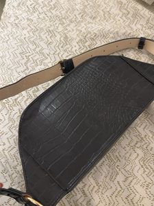 Chic Black Croc Embossed Waist Bag