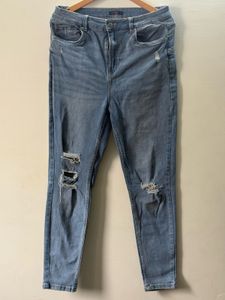 Stylish Ripped Blue Denim Jeans