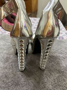 Silver Metallic Platform Heels