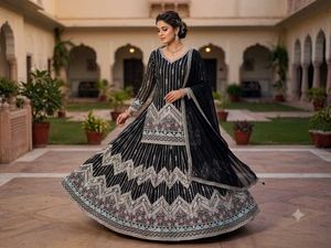 Embroidered Black Lehenga Choli