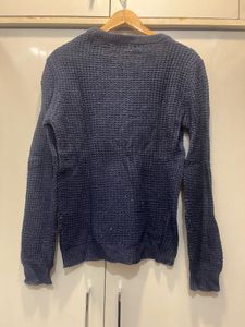 Navy Blue Waffle Knit Sweater
