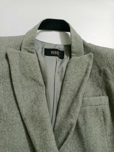 Imported Small Classic Grey Double-Breasted Blazer