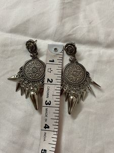 Rose Oxidized Silver Earrings