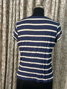 Navy Blue &amp; White Striped T-Shirt