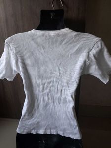 Ribbed White Henleys Top
