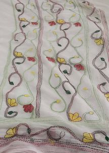 katha work Saree with Floral hand Embroidery