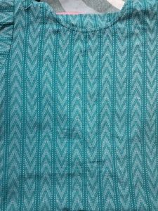 Teal &amp; White Printed Kurta