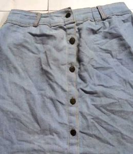 Light Wash Denim Button-Up Skirt