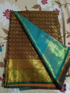 Elegant Brown & Gold Kanjeevaram Silk Saree