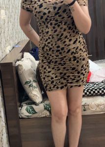 Leopard Print Ruched Mini Dress