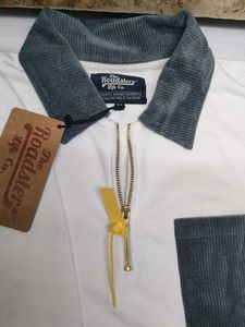 the Roadster Men's White Corduroy Collar Polo Shir