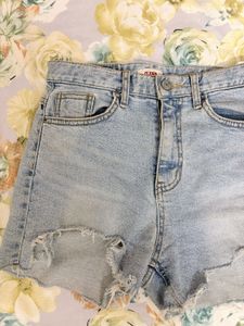 Light Wash Distressed Denim Shorts