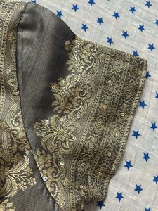 Embroidered Bluish Grey Blouse