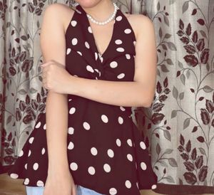 Chic Polka Dot Halter Top