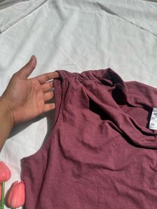 Maroon Ruched Sleeveless Top
