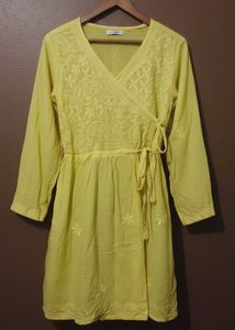 Yellow Handwork Angarkha Kurti