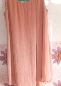 Elegant Peach Sleeveless Dress