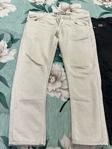 Men's daily wear Jeans - Beige &amp; Black
