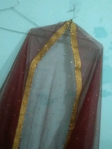 Elegant Dupatta with Gold Border