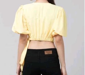 Yellow Wrap Crop Top