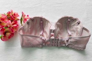 Elegant Lace Trimmed Pink Balconette Bra