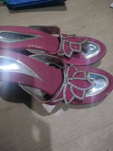 Embellished Fuchsia Flat Sandals