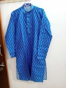 NEW MEN'S BLUE PRINTED KURTA