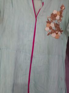 Stylish Light Blue Kurta with Pink Trim