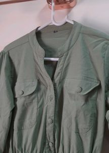 Unused Olive Color Denim Stretchable Midi
