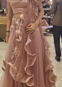 Elegant Ruffled Pink lehnga